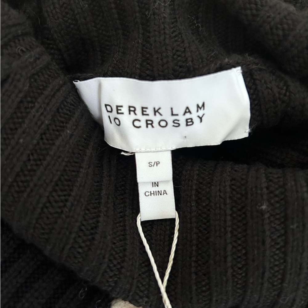 Derek Lam 10 Crosby Braided Sleeveless Turtleneck Sweater Black Cream Small NWT - Picture 9 of 13